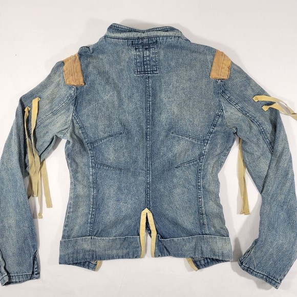 BOHO Anthropologie Jean Jacket Azel Hazel Hazel Hazel Haze Sz Small - Picture 6 of 9